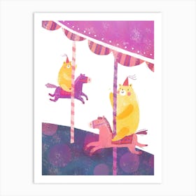 Bears On Carousel Art Print