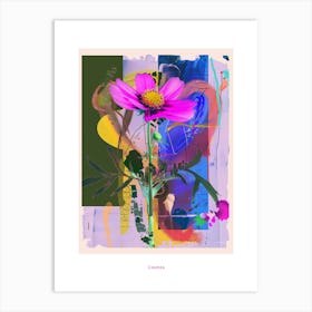 Cosmos 1 Neon Flower Collage Poster Art Print