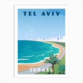 Tel Aviv, Israel — Retro travel minimalist poster Art Print