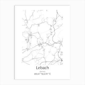 Lebach,Germany Minimalist Map Art Print