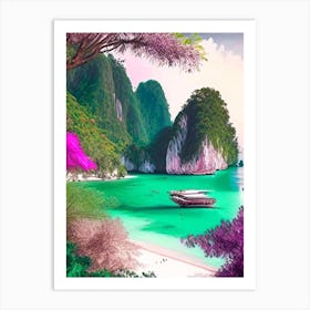 Ko Phi Phi Thailand Soft Colours Tropical Destination Art Print