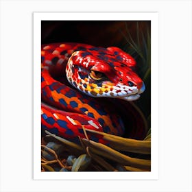 Red Spotted Snake Painting Art Print