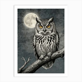 Owl At Night 5 Art Print