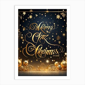 A Sophisticated Calligraphic Rendering Of A Merry Christmas 2024 Greeting The Elegant Letters Of Art Print