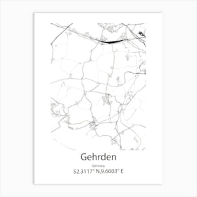 Gehrden,Germany Minimalist Map Art Print