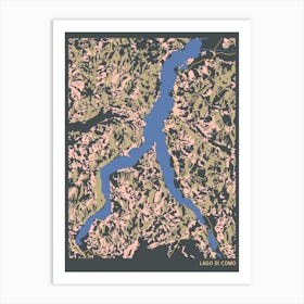 Lago Di Como Lake Como Italy Hillshade Topographic Map Art Print