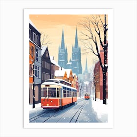 Vintage Winter Travel Illustration Cologne Germany 2 Art Print