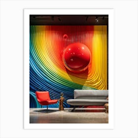 Abstract Mural On A Wall Vibrant Red Green Blue Yellow Signal Colors Flowing In A 3d Illusion Ac Art Print