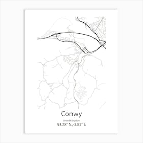 Conwy,United Kingdom Minimalist Map Art Print