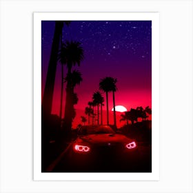 Neon Sunset Drive Art Print