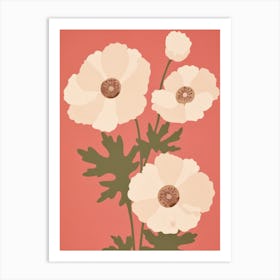 Anemones Flower Big Bold Illustration 4 Art Print