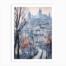 Winter City Park Painting Princes Street Gardens Edinburgh Scotland 3 Art Print