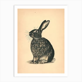 American Sable Blockprint Rabbit Illustration 5 Art Print