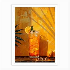 Orange Drink On A Wooden Table Art Print