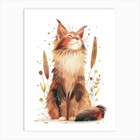 Maine Coon Cat Clipart Illustration 3 Art Print