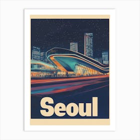 Aihrgdesign A Retro Travel Poster For Seoul Featuring The Fut 628f44e2 6763 45f4 A9d9 Ea609b1481ca 3 Art Print