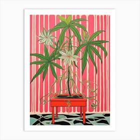 Pink And Red Plant Illustration Spider Plant 2 Art Print