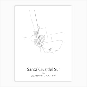 Santa Cruz Del Norte,Cuba Minimalist Map Art Print