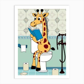 Giraffe Reading A Book 4 Art Print