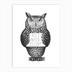 Owl With Love Art Print