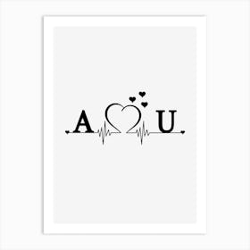 Personalized Couple Name Initial A And U Art Print