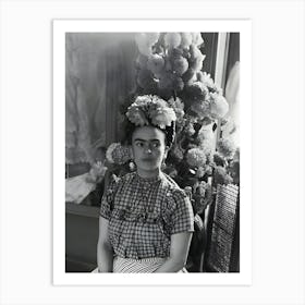 Frida Kahlo Sitting Underneath Flower Arrangement Art Print