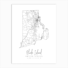 Rhode Island Minimal Street Map Art Print