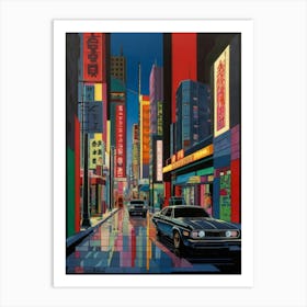 Asian City At Night Art Print