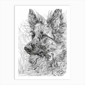 Belgian Sheepdog Line Sketch 1 Art Print