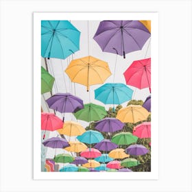 Colorful Umbrellas On Orange Street Alley In Redlands California Art Print