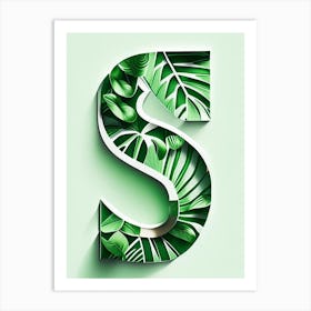 S, Letter, Alphabet Jungle Leaf 1 Art Print