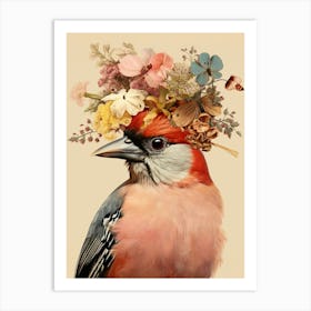 Bird With A Flower Crown Finch 2 Art Print