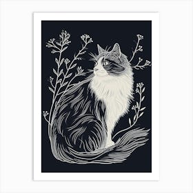 American Curl Cat Minimalist Illustration 4 Art Print