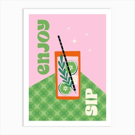 Modern Pink Cocktail Art Print 1 Art Print