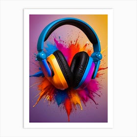 Headphone, music, watercolor, painting, audio, sound, MelodyMagic, SoundSpectrum, ColorfulVibes, AudioArt, HeadphoneLove, VibrantTunes, HarmonyHues, MusicalEuphoria, RadiantMelodies, SonicColors, CreativeSound, ChromaticRhythms III Art Print