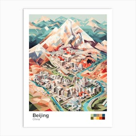 Beijing, China, Geometric Illustration 1 Poster Art Print