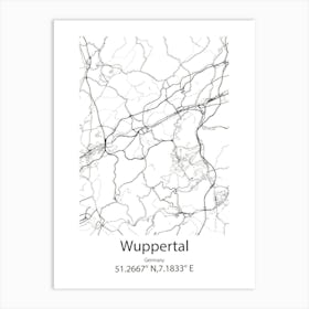 Wuppertal,Germany Minimalist Map Art Print