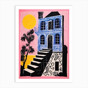 A House In New Orleans, Abstract Risograph Style 1 Art Print