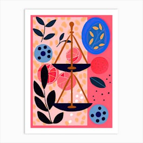 Libra Illustration Zodiac Star Sign 3 Art Print