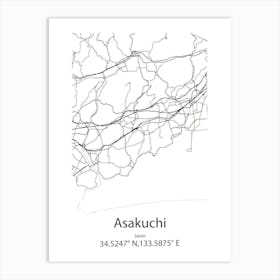 Asakuchi,Japan Minimalist Map Poster