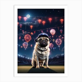 Baseball Pug Art Print