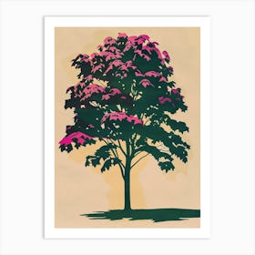 Beech Tree Colourful Illustration 1 Art Print