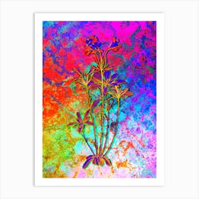 Lily of the Incas Botanical in Acid Neon Pink Green and Blue n.0106 Art Print
