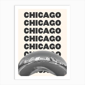 Chicago Bean Black & White Art Print