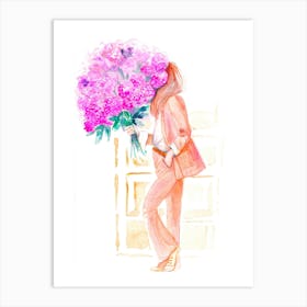 Parisian Floral in Peach Corduroy Art Print