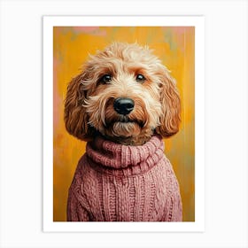 Goldendoodle In Pink Sweater 3 Art Print