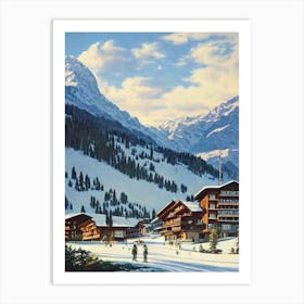 La Clusaz, France Ski Resort Vintage Landscape 3 Skiing Poster Art Print