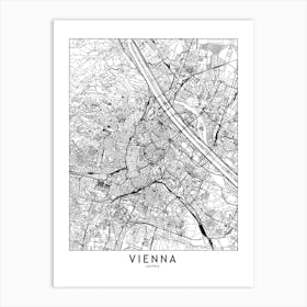 Vienna White Map Art Print