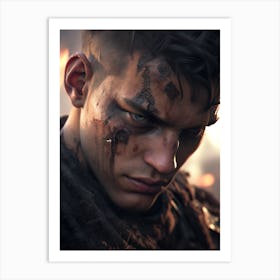 Young Man With Blood On His Face Art Print