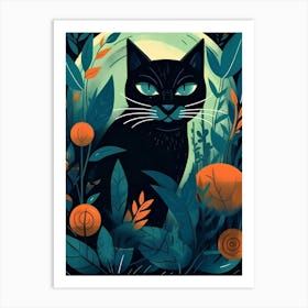 Black Cat In The Forest Art Print